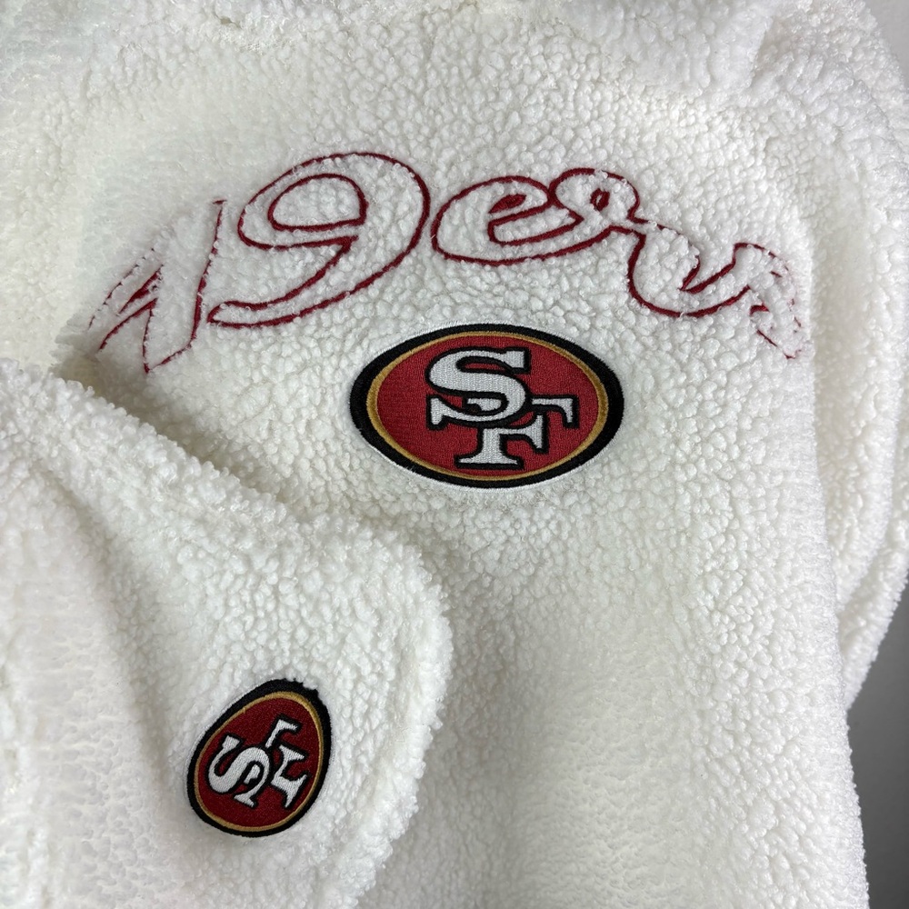 San Francisco 49ers White Sherpa Lounge Set Hoodie Shorts NFL Women’s M - Picture 9 of 13
